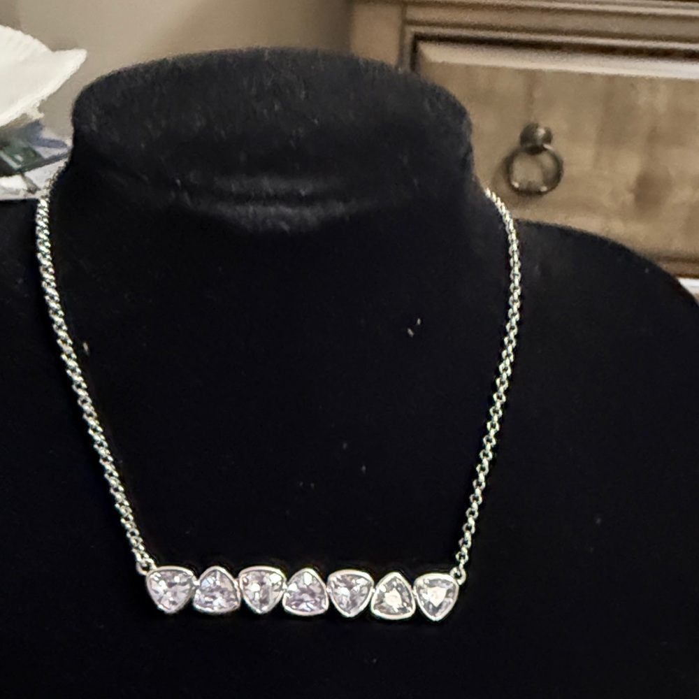BP Silver-Toned lavender CZ bar Necklace - Held By The Invisible